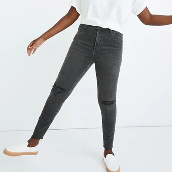 Madewell Women's Curvy High Waisted Skinny Distressed Denim Jeans Size 29 Gray - Picture 1 of 10
